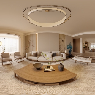 新中式客厅全景