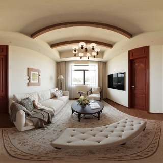 美式自然风二楼客厅360