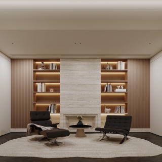 现代轻奢图书吧特写