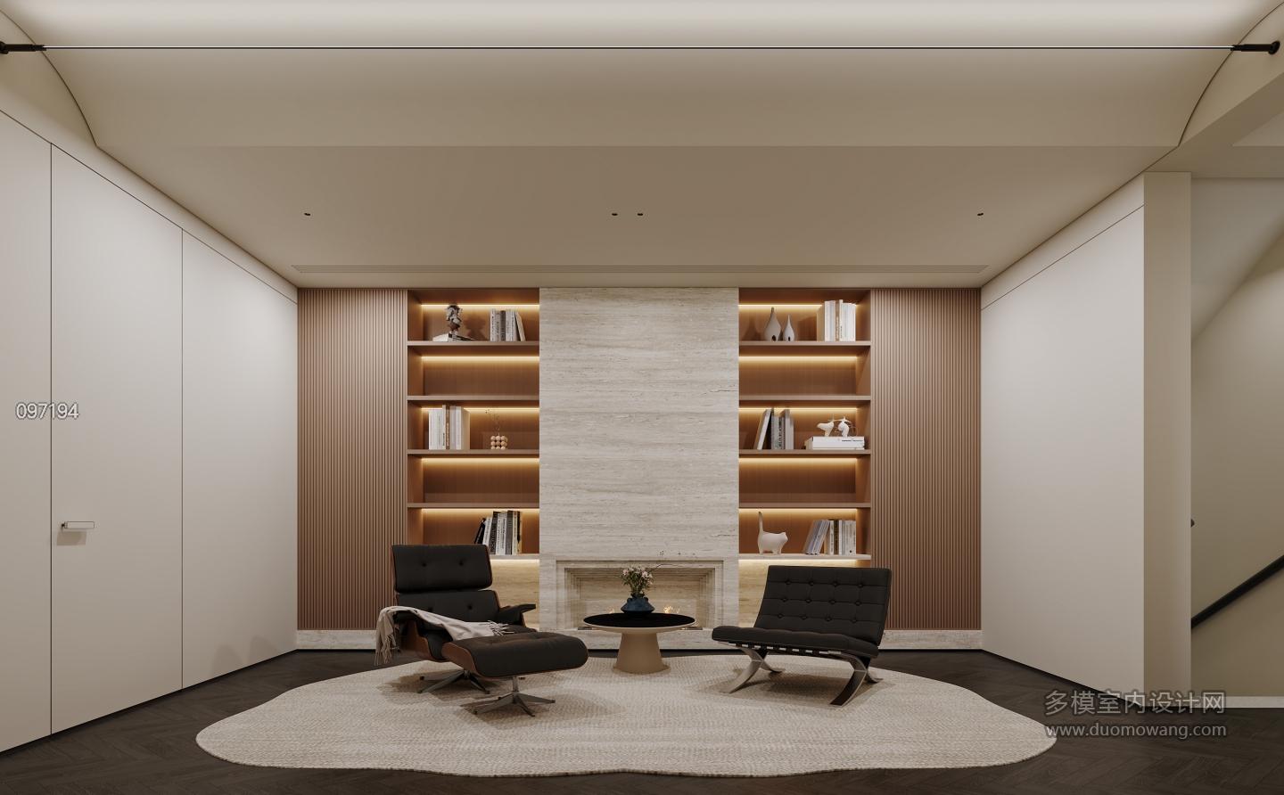 现代轻奢图书吧特写