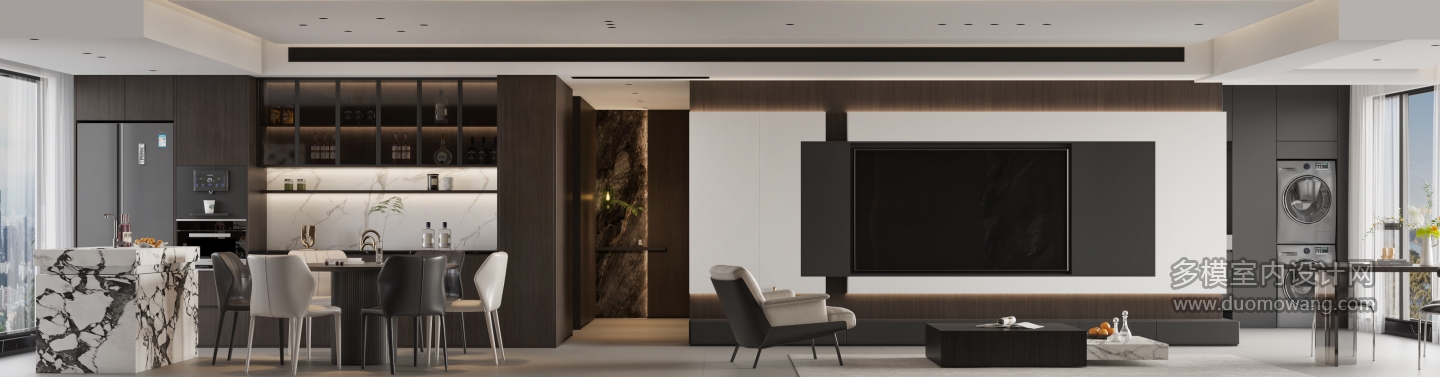 现代客餐厅电视面