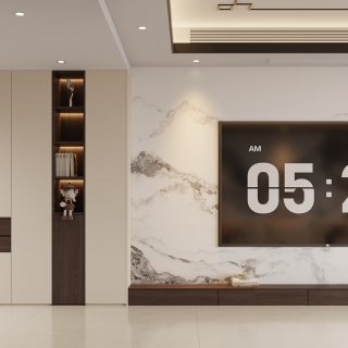 新中式客餐厅电视墙