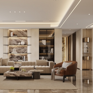 现代轻奢客厅_沙发墙静态