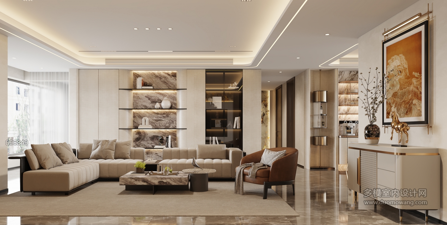 现代轻奢客厅_沙发墙静态