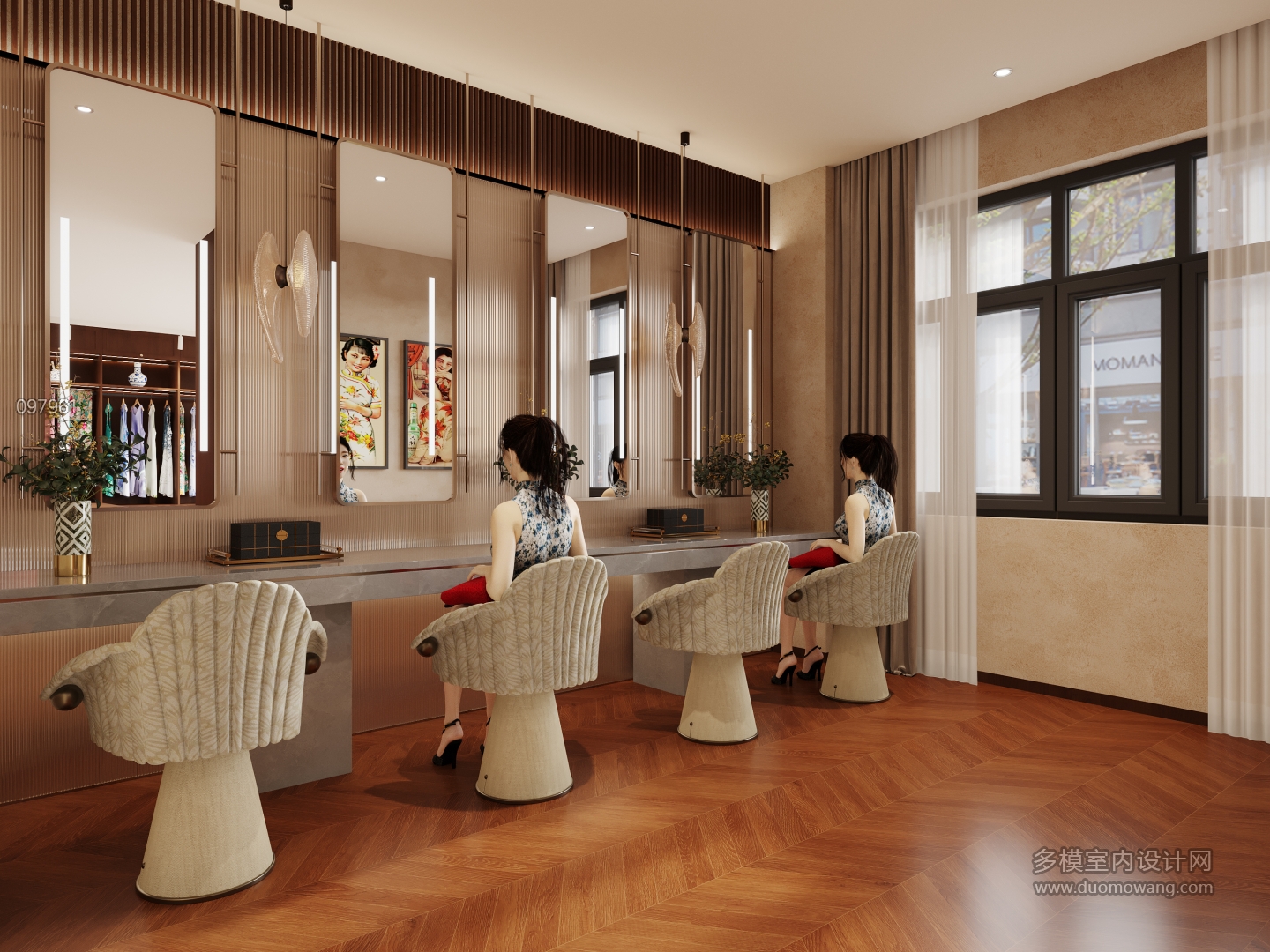 新中式化妆室特写