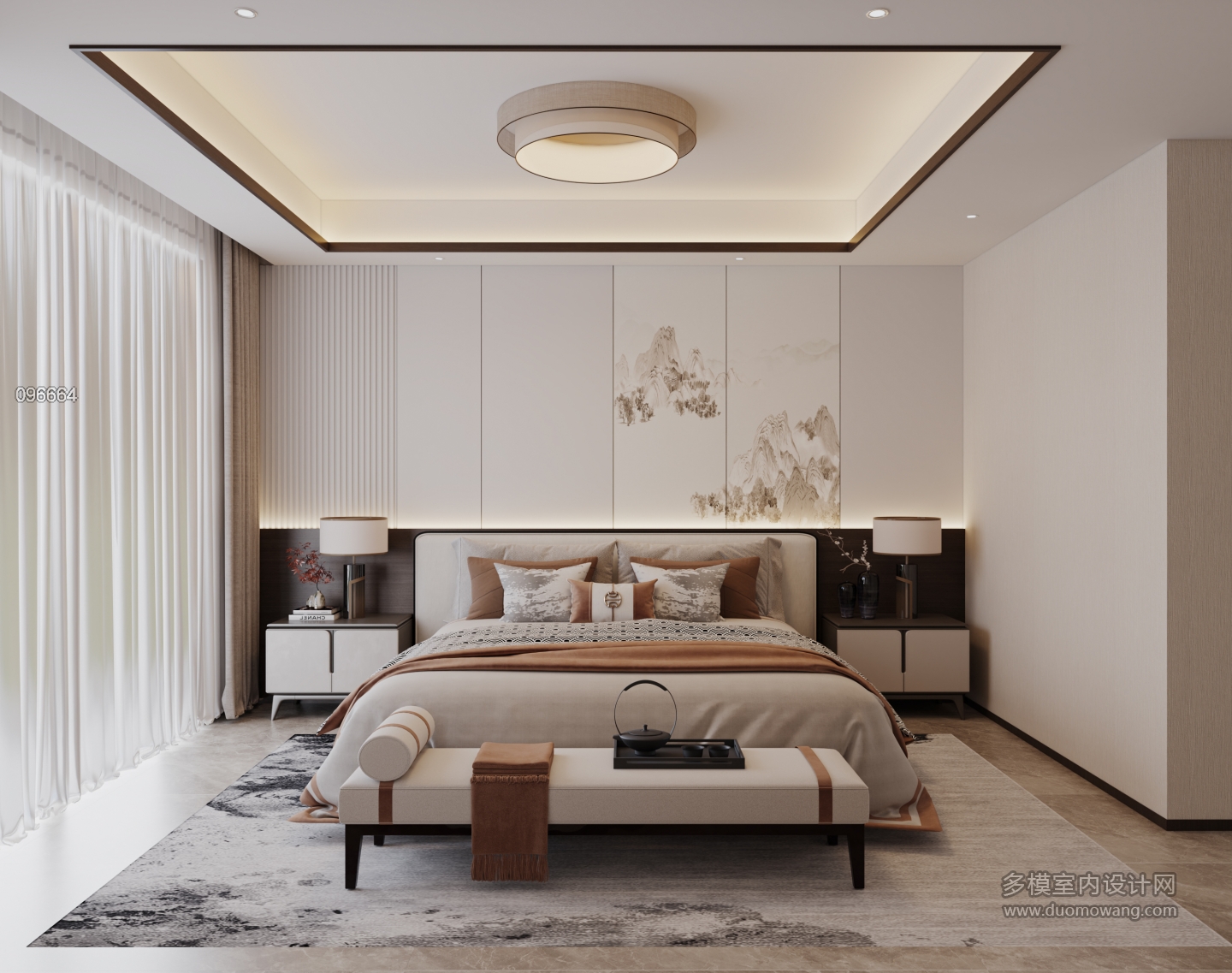 新中式三楼卧室单张