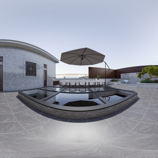 新中式别墅露台全景