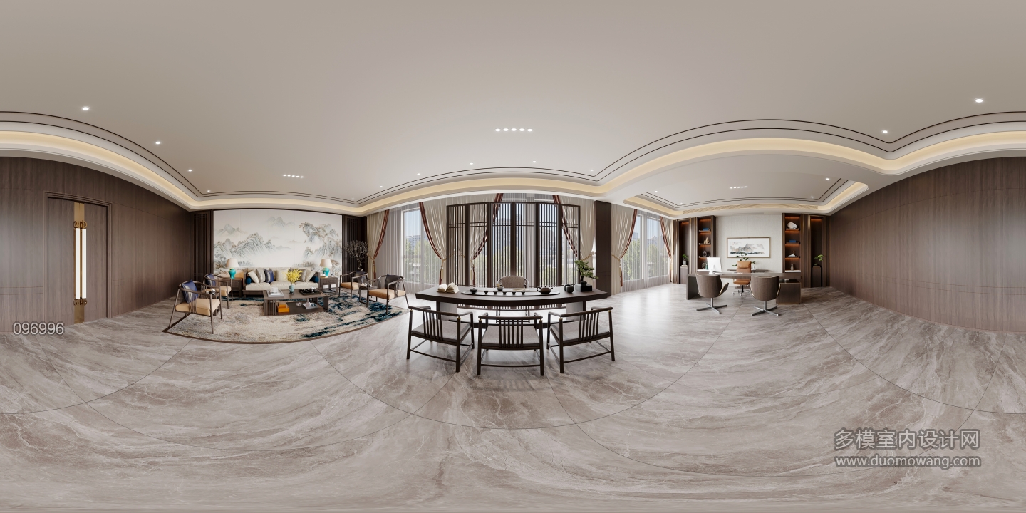 新中式办公室全景