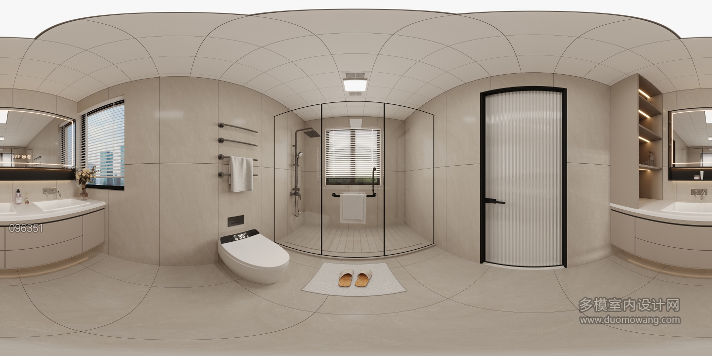 现代二楼主卫全景