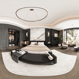 轻奢二楼主卧全景