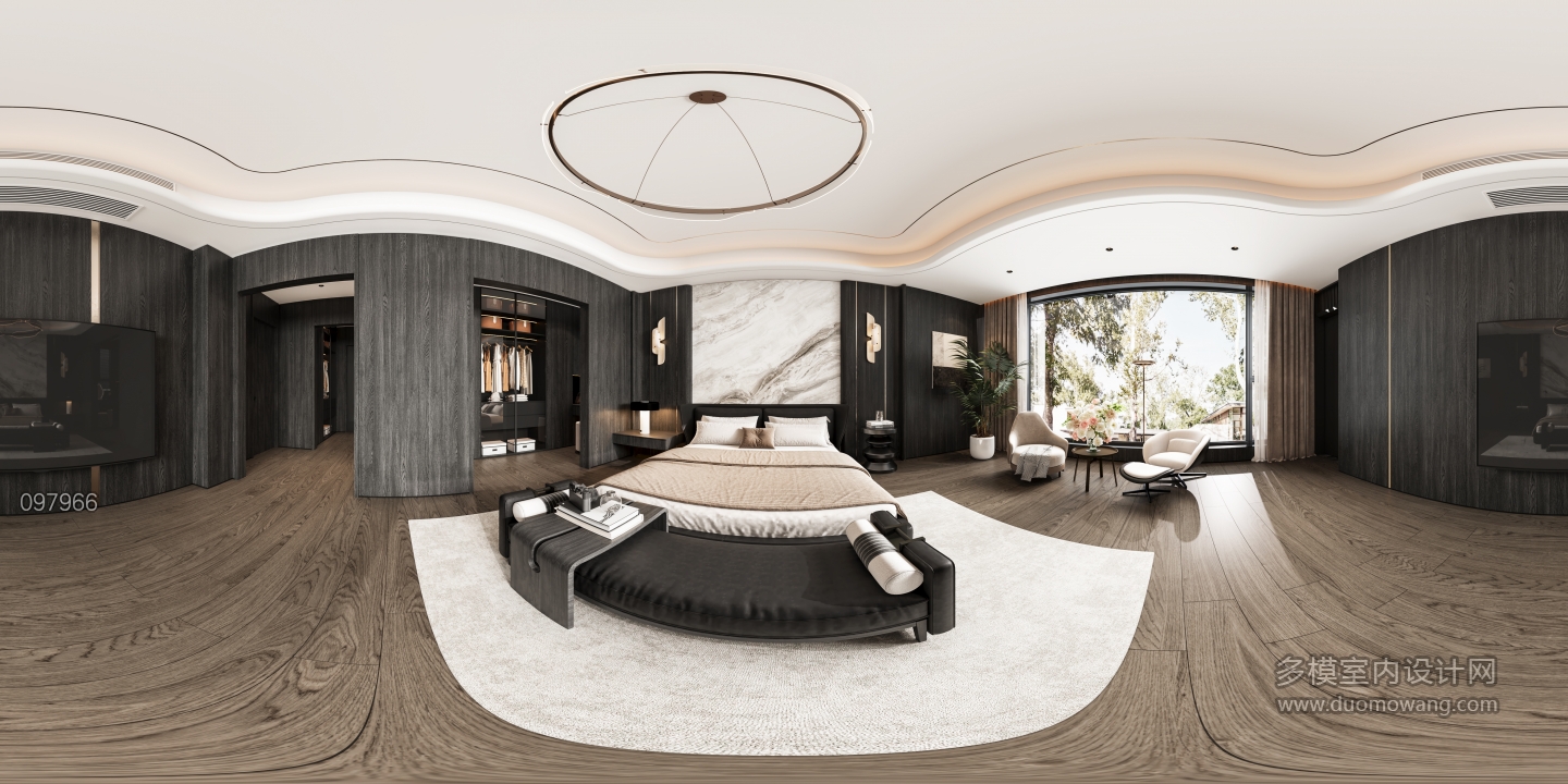 轻奢二楼主卧全景