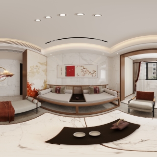 新中式客厅全景