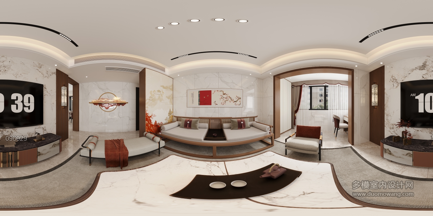 新中式客厅全景