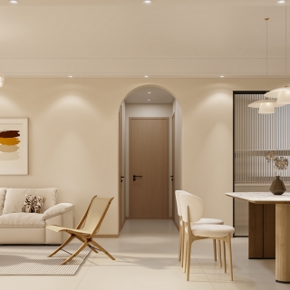 奶油客餐厅沙发墙