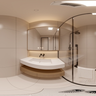 现代老人房卫生间全景