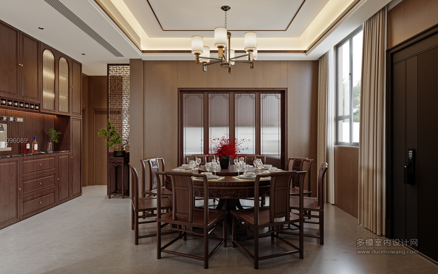 蓬塘熊总新中式别墅313_一层餐厅001