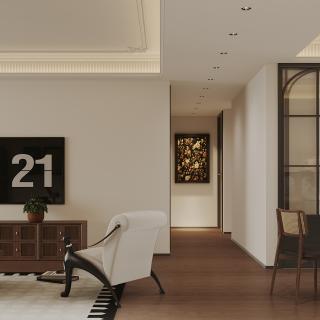 现代中古客厅电视背景墙