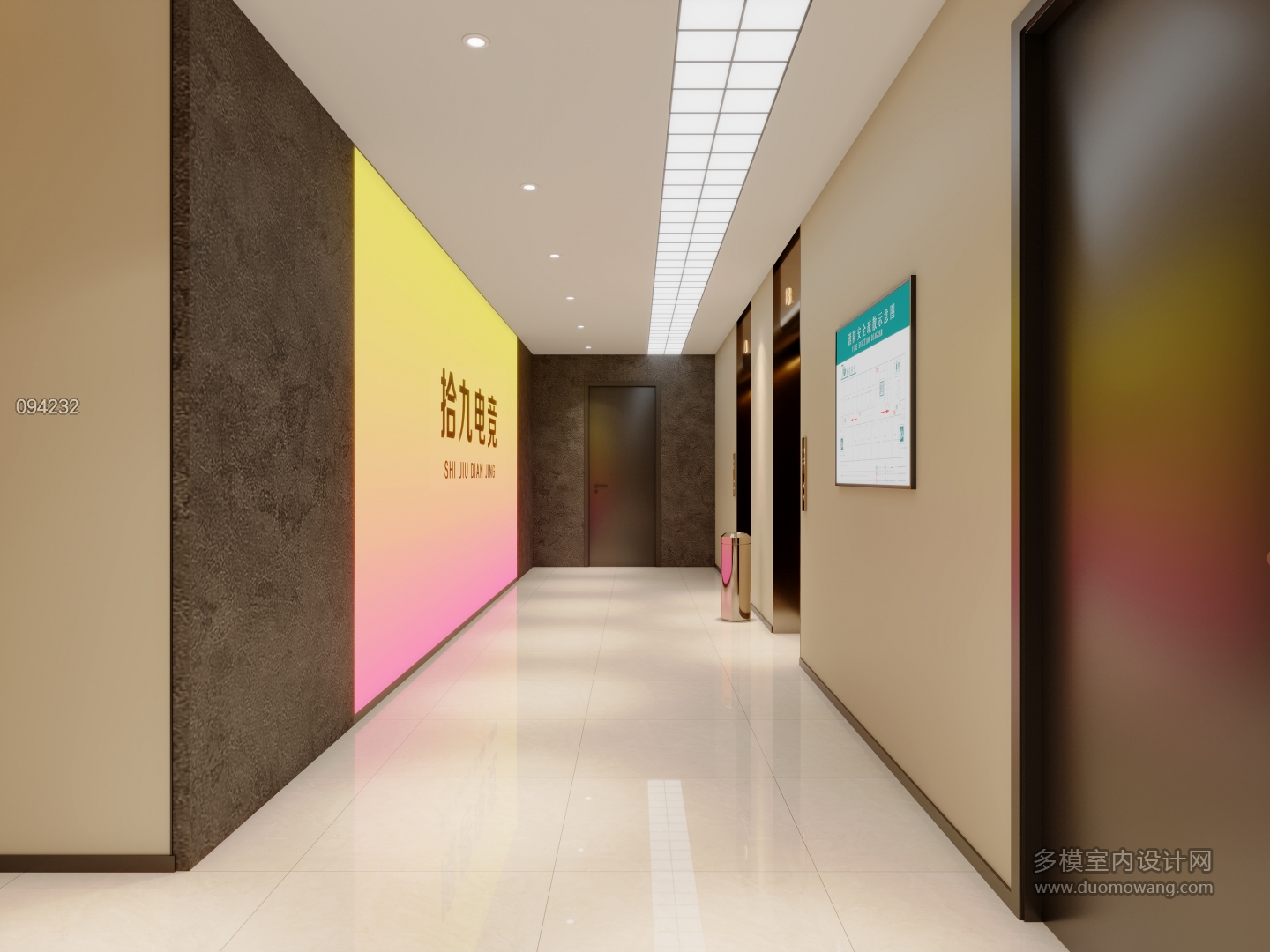 现代电梯间特写