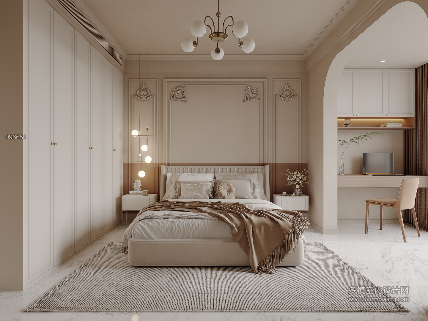 法式一层卧室特写