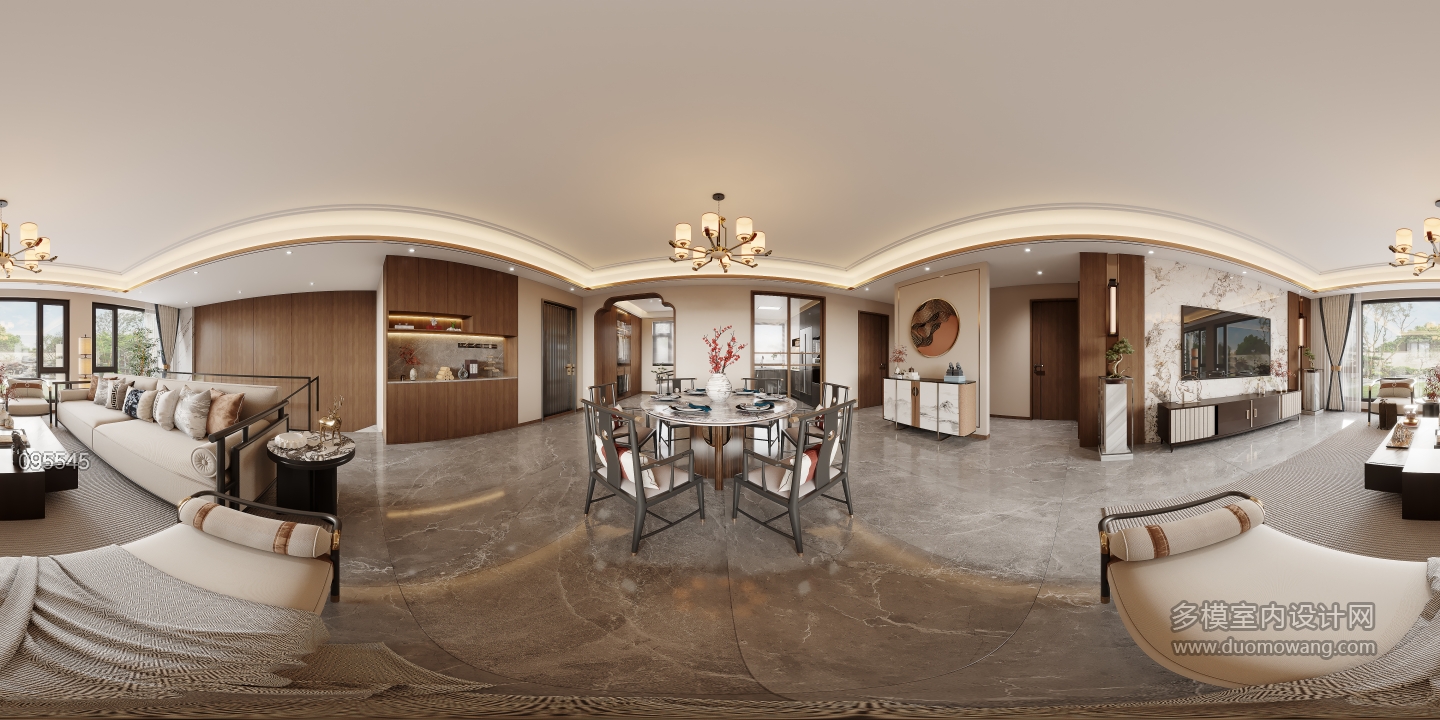 新中式一层客餐厅