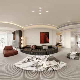 现代轻奢客厅全景