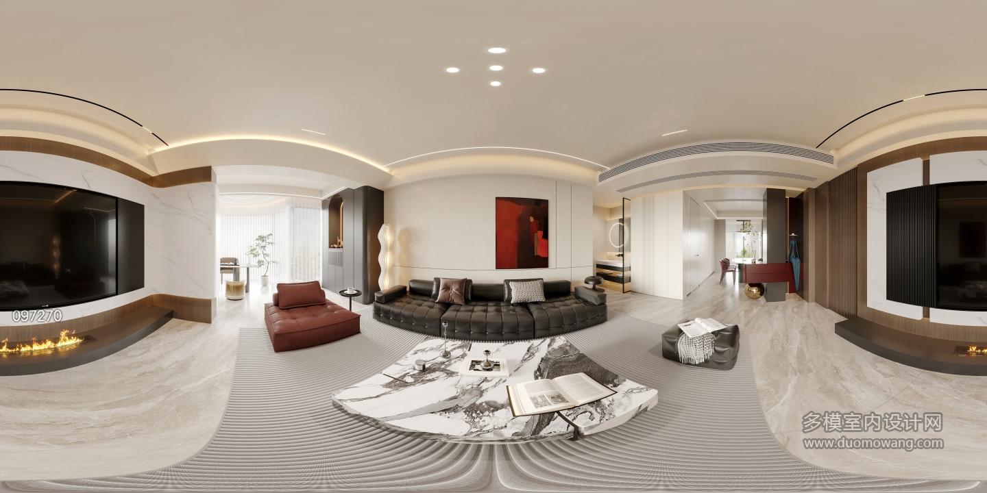 现代轻奢客厅全景