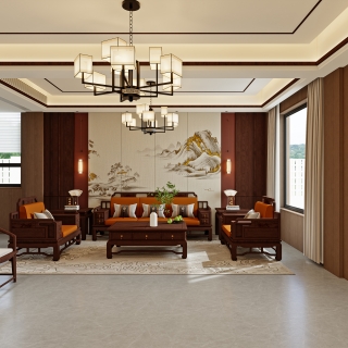 蓬塘熊总新中式别墅314_一层客厅002 拷贝
