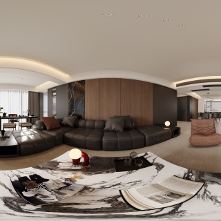 意式极简客厅全景