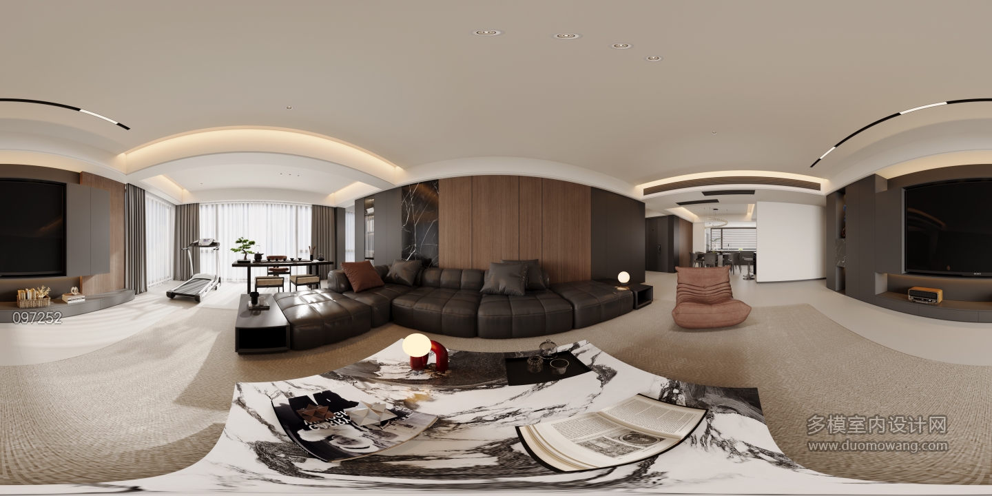 意式极简客厅全景