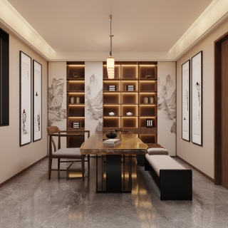 新中式茶室特写