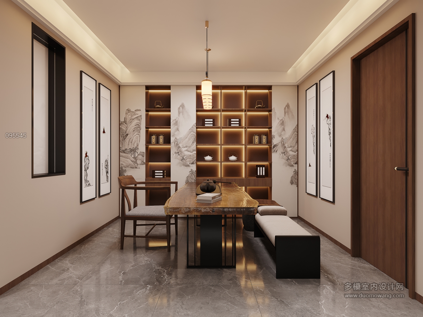 新中式茶室特写