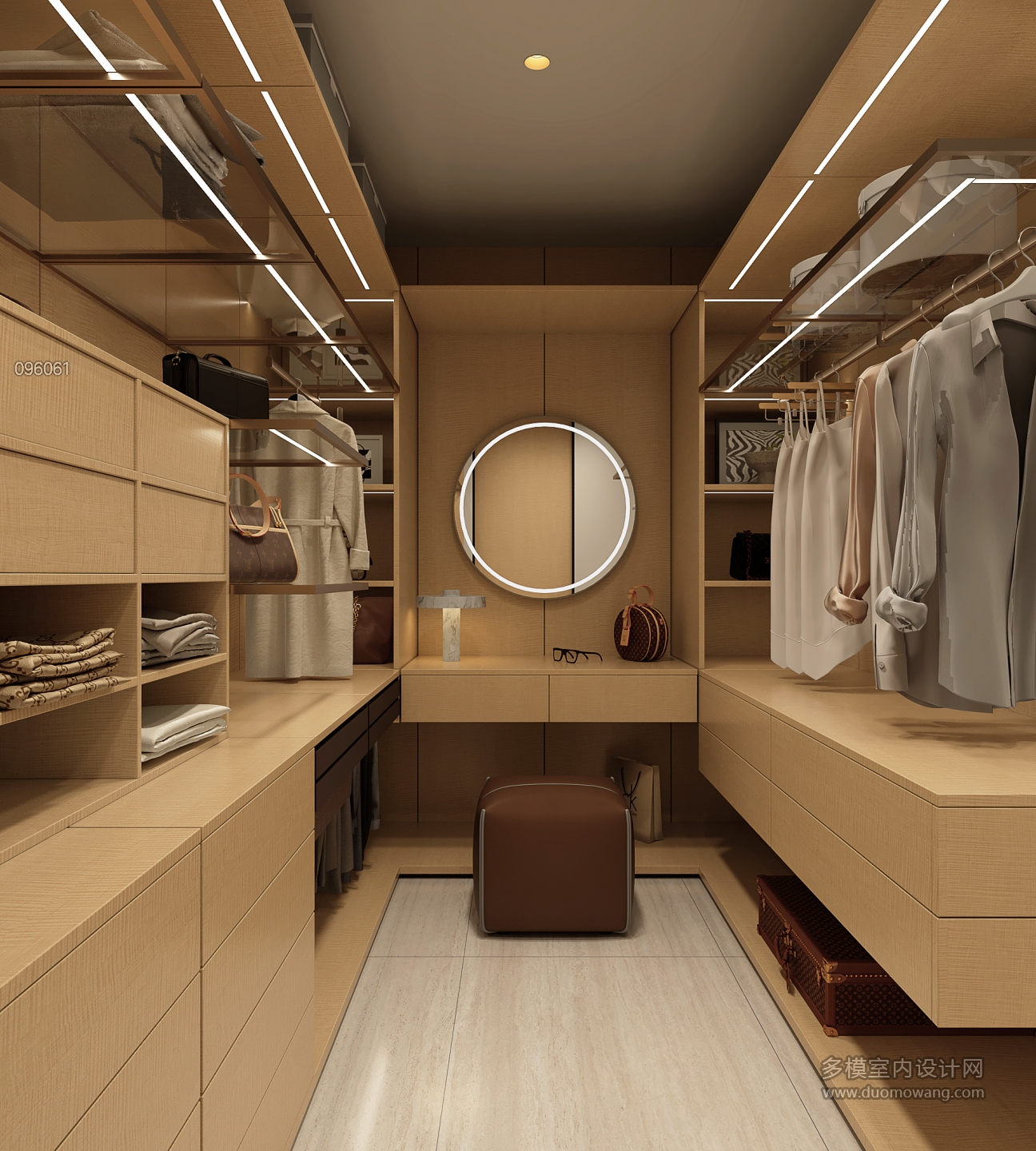 现代负二楼衣帽间001