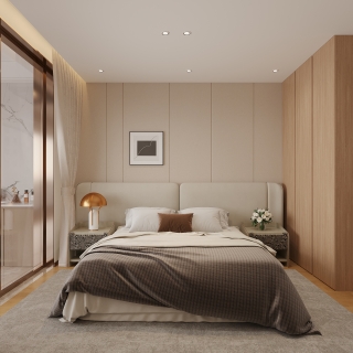 现代电视墙背后卧室