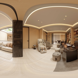 现代负一楼书房棋牌室360