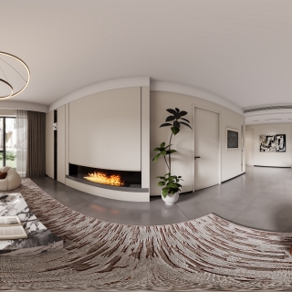 现代一层客餐厅全景