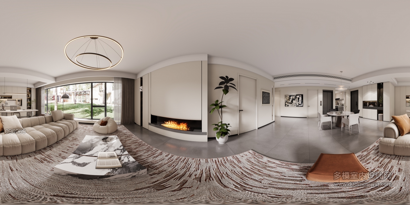 现代一层客餐厅全景