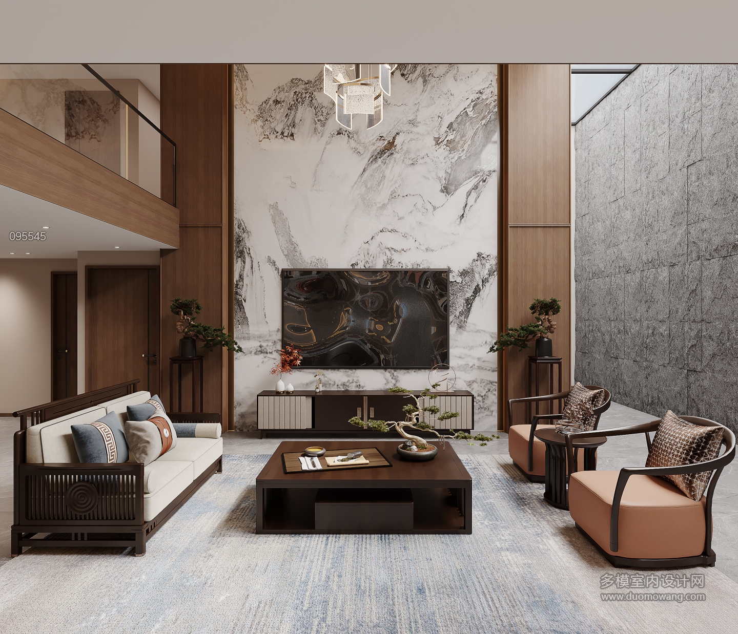 新中式负二层客厅特写A