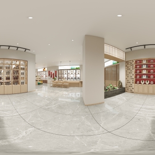 新中式茶叶店小展厅全景