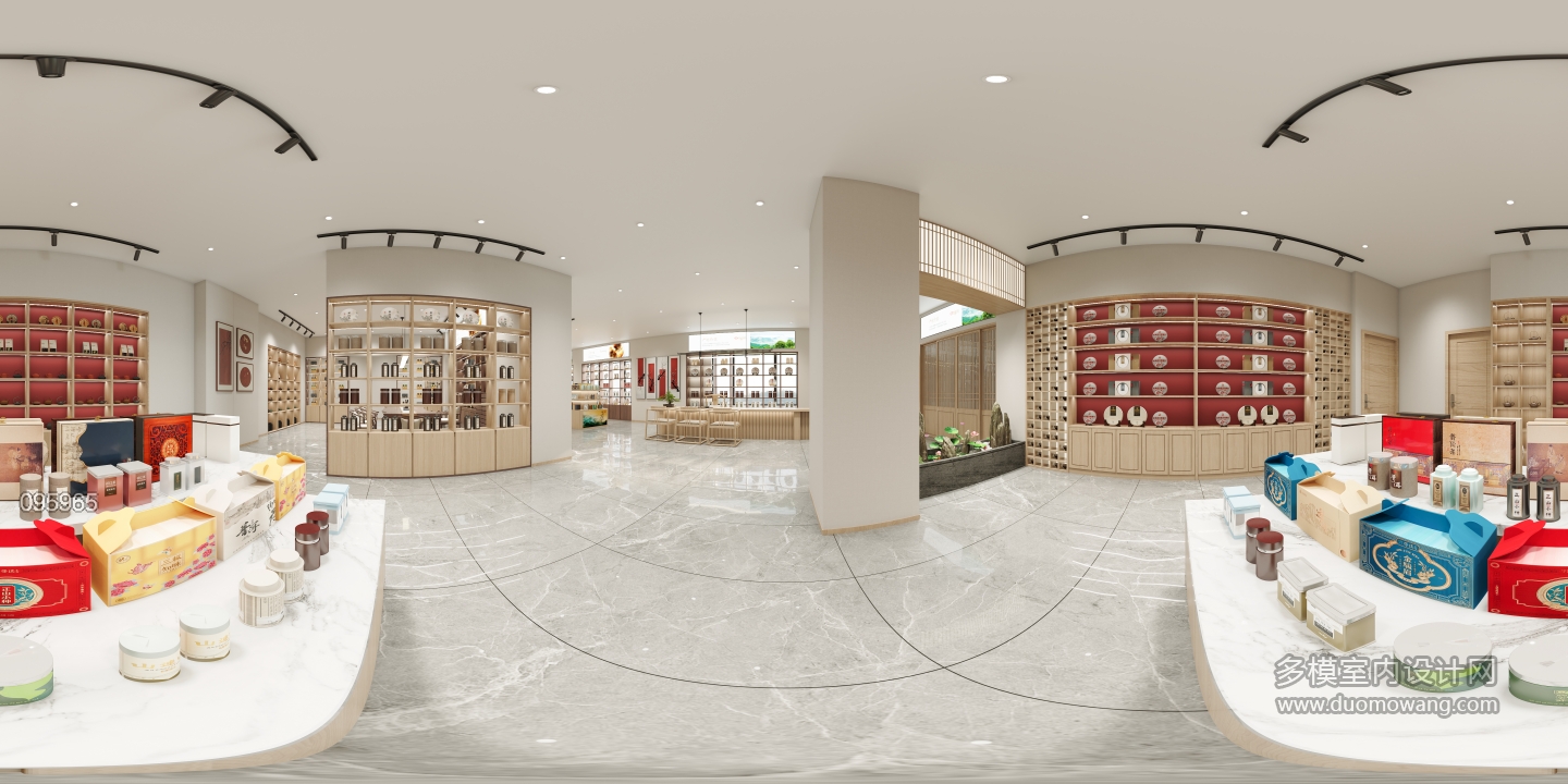 新中式茶叶店小展厅全景