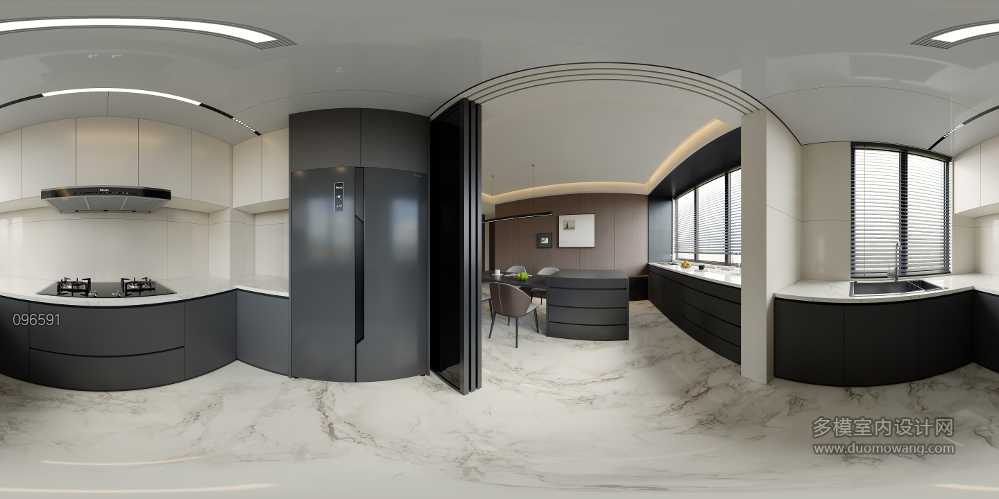 现代厨房全景