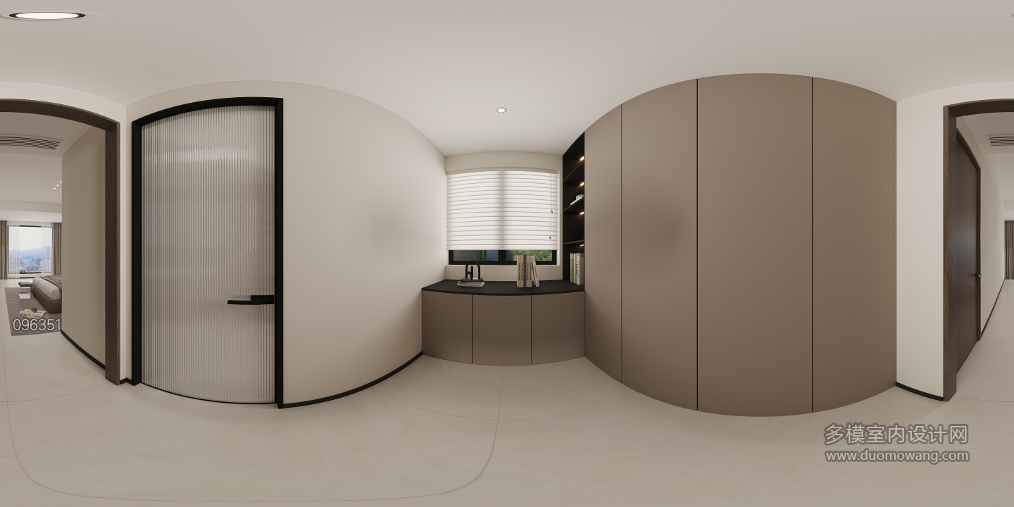 现代二楼主卧衣帽间全景