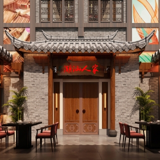 新中式潮汕火锅店前院静态 (1)
