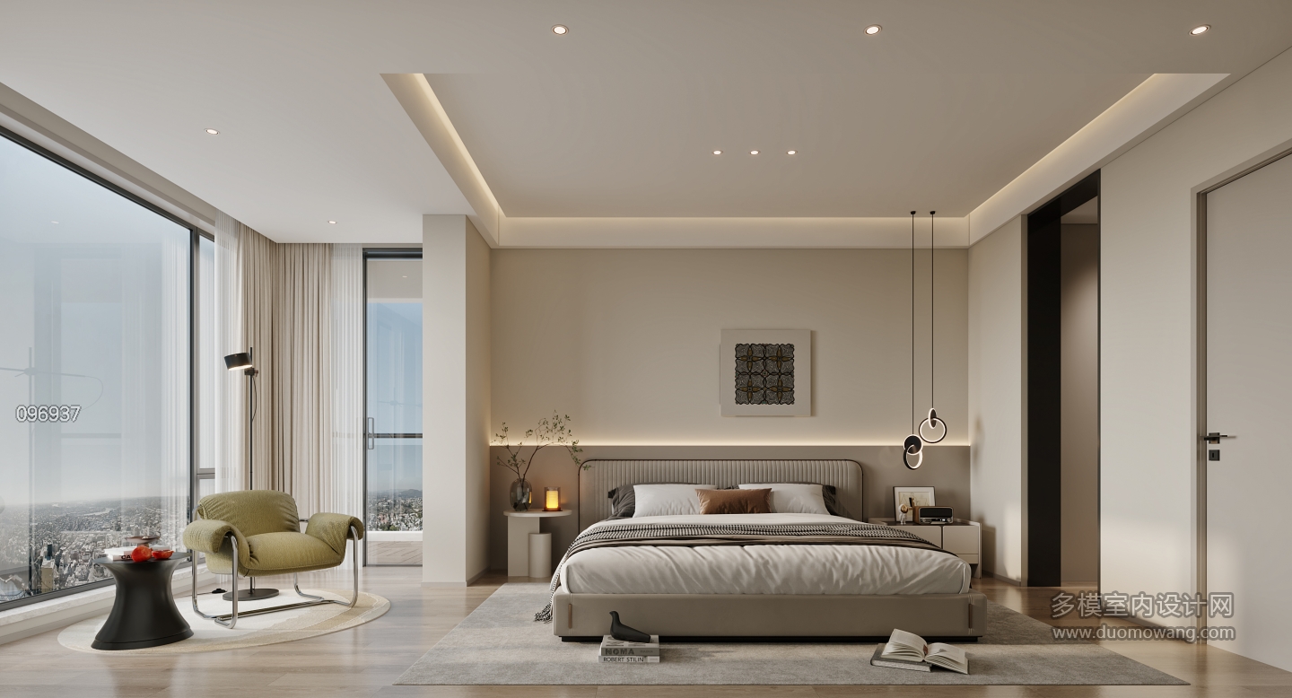 现代主卧特写