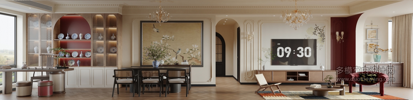 法式中国风 客餐厅 单张1