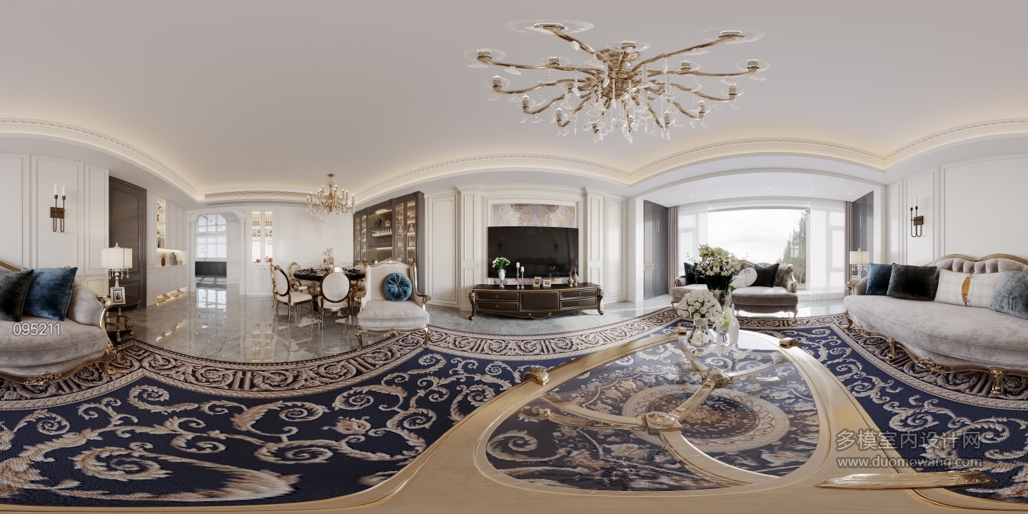 法式一层客厅全景