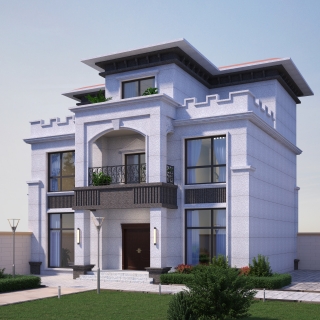 905白麻石别墅透视