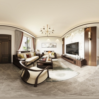 新中式客厅全景