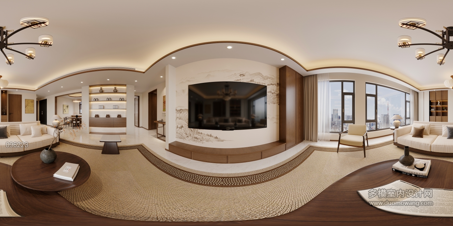 新中式客厅全景