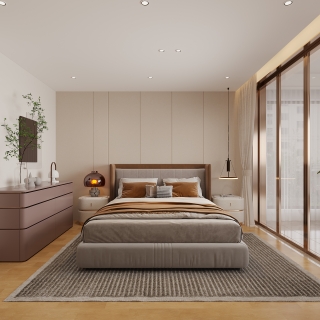 现代沙发墙背后卧室