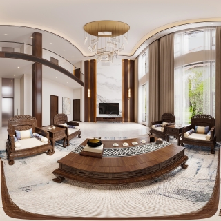 新中式客厅全景